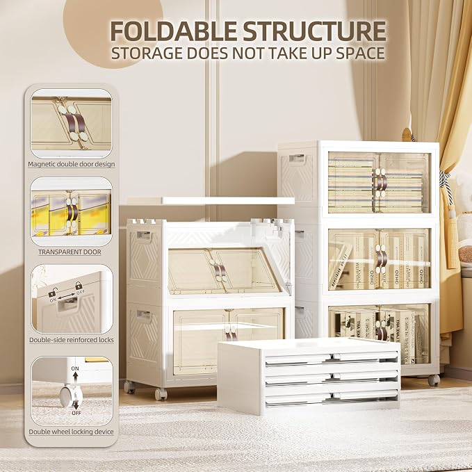148 QT / 37 Gal Rolling Foldable Storage Cabinet - Image 3