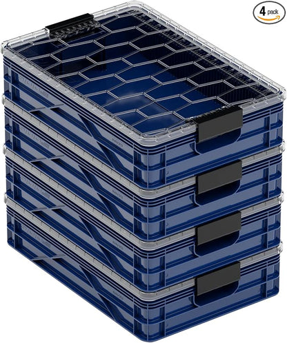 SIDIO Quarter Crate 4 Pack of Stackable Storage Bins by Sidio