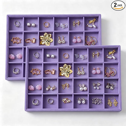Large Velvet Jewelry Tray 2 Pack Stackable Jewelry Display Drawer Inserts Trays by Unknown
