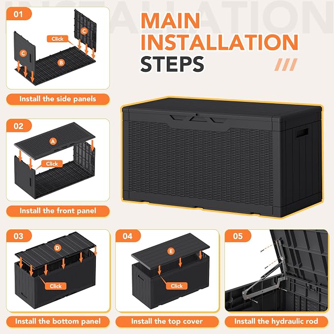 105 Gallon Deck Box Outdoor Indoor Waterproof Storage Box - Image 8