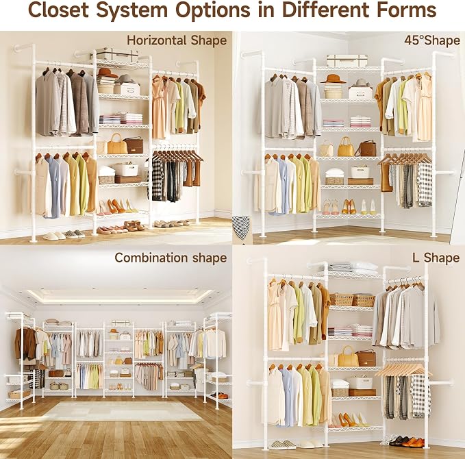 ONBRILL H3 Expandable Wall Mounted Closet System, 5.4FT-8.1FT Closet Organizer - Image 6