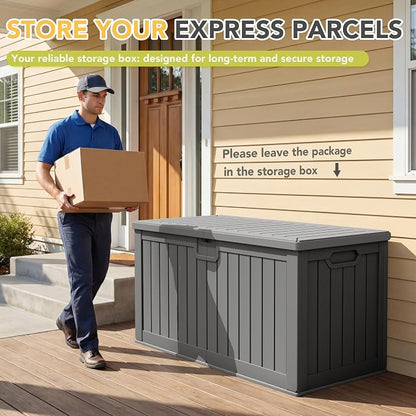 240 Gallon HDPE Deck Box Outdoor Indoor Waterproof Storage Box - Image 4
