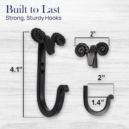 The Metal Magician Sheep Headed Iron Hooks Wall Mount Black Hanger Set of 3 - Image 5