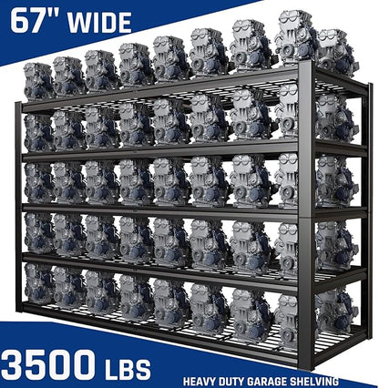 67" Wide 5-Tier Garage Shelving Unit, Heavy Duty Garage Storage Shelves - Image 3