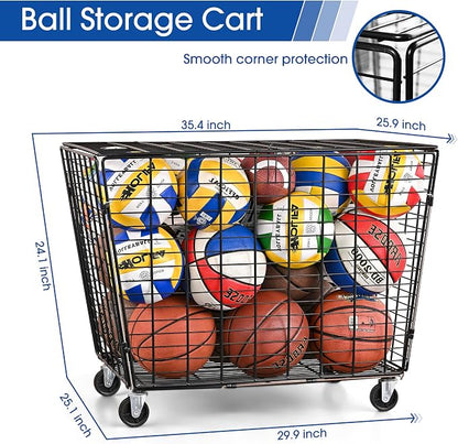 Mythinglogic Rolling Ball Storage Cart, Ball Storage Bin - Image 2