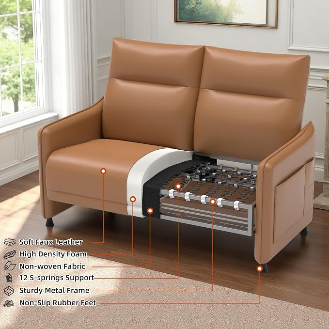 Faux Leather Loveseat, Upholstered Loveseat - Image 7
