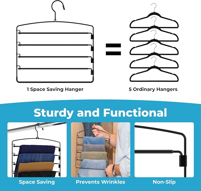 Fontaines Luxury 5 Tier Pants Hangers 4 Pack - Image 6
