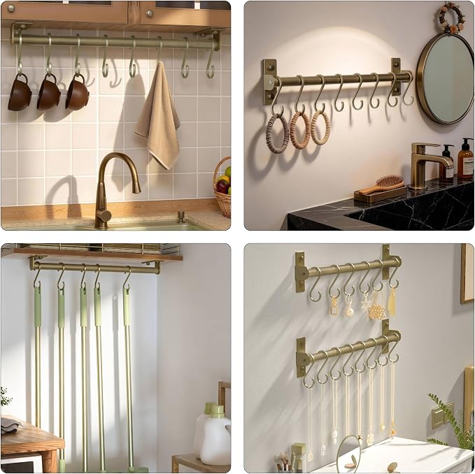 Dseap Kitchen Utensil Holder Hanger, Pot and Pan Rack wall Mounted, Kitchen Rail - Image 7