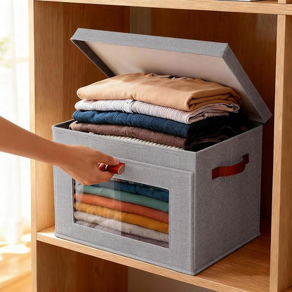 2-Pack Large Storage Bins with Lids, Stackable&Collapsible Closet Storage Bins - Image 6