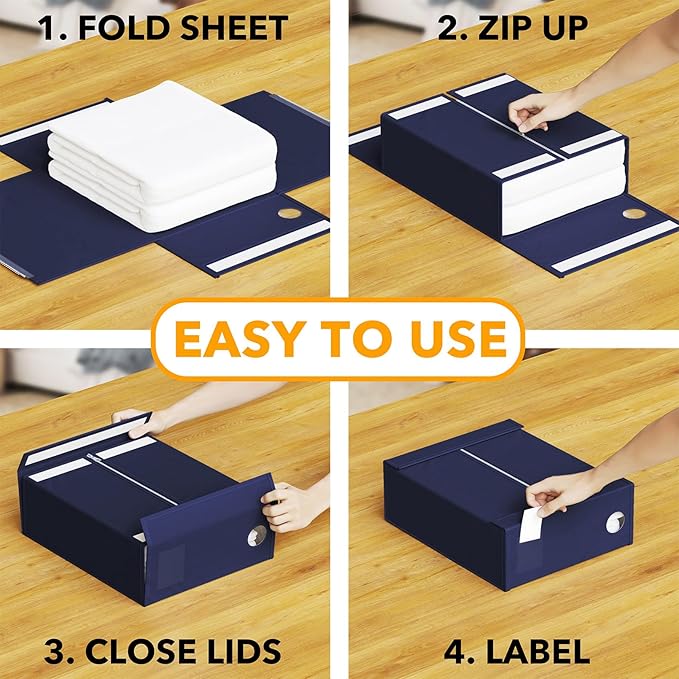 SpaceAid 4 Pack Bed Sheet Organizers and Storage, Foldable Sheet Organizer - Image 3