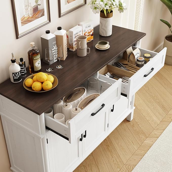 48 Inches Buffet Cabinet with Storage, Farmhouse Sideboard Buffet w/2 Drawers - Image 6