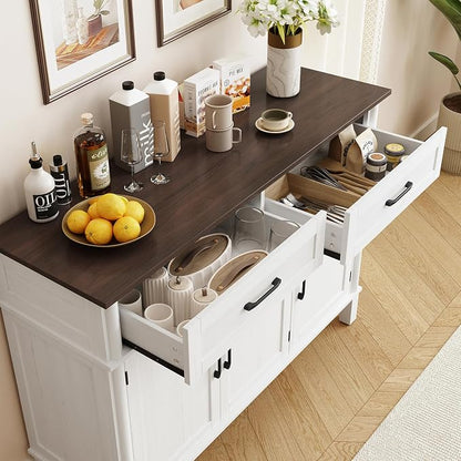 48 Inches Buffet Cabinet with Storage, Farmhouse Sideboard Buffet w/2 Drawers - Image 6