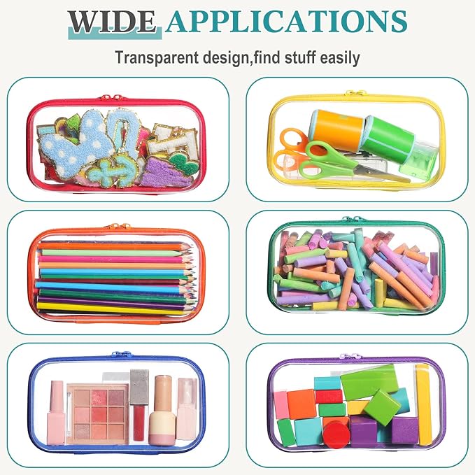 Sanwuta 6 Pcs Clear Hard Zipper Case Hard Plastic Zipper Pouches Transparent - Image 7