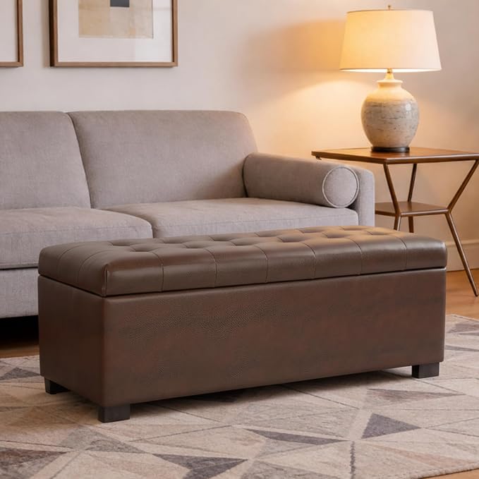 HomePop 46" Tufted Storage Bench - Image 4
