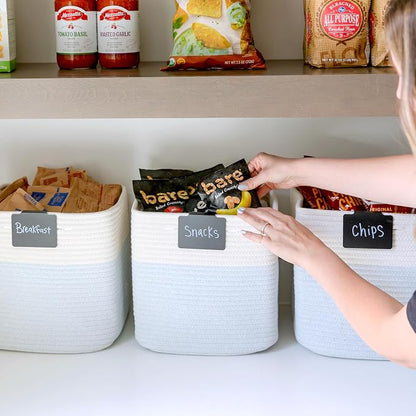 NaturalCozy 13 Inch Cube Storage Bins Cotton Rope Woven Baskets - Image 8