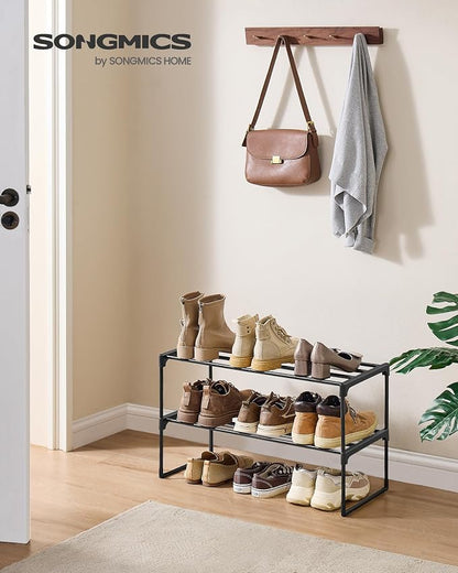 SONGMICS Shoe Rack, 2-Tier Shoe Organizer, Metal Storage Shelf, Upright or - Image 3