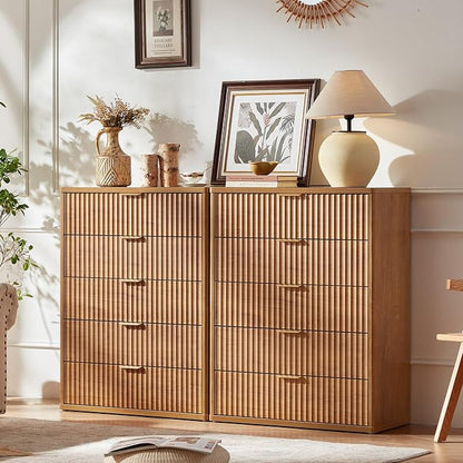 LEYAOYAO Fluted 5 Drawers Dresser - Image 3