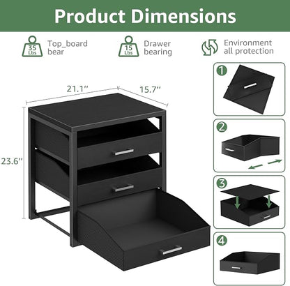 BOLUO Closet Drawers Black 3 Drawer Dresser - Image 2