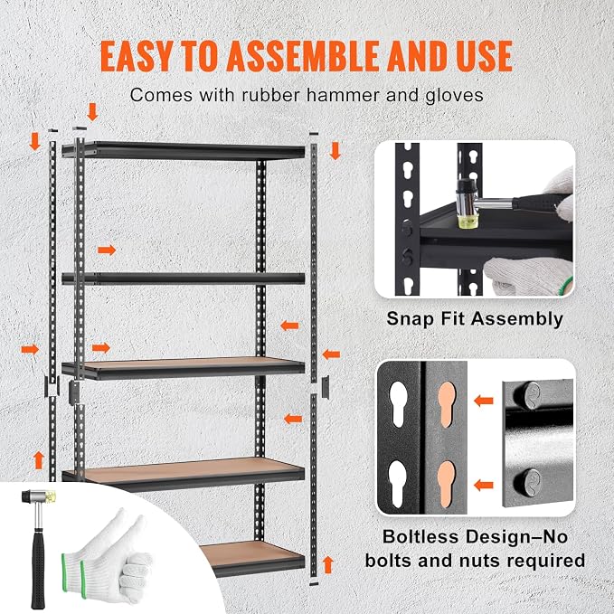 VEVOR Storage Shelving Unit, 5-Tier Adjustable, 2000 lbs Capacity, Heavy Duty - Image 3