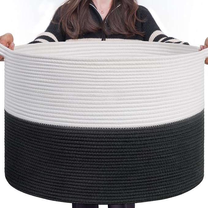 INDRESSME Large Cotton Rope Baskets by INDRESSME