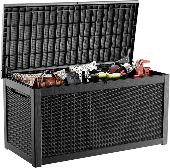 ROJIK Outdoor Storage Housing Deck Box, Waterproof Patio Furniture, Garden Tools by ROJIK