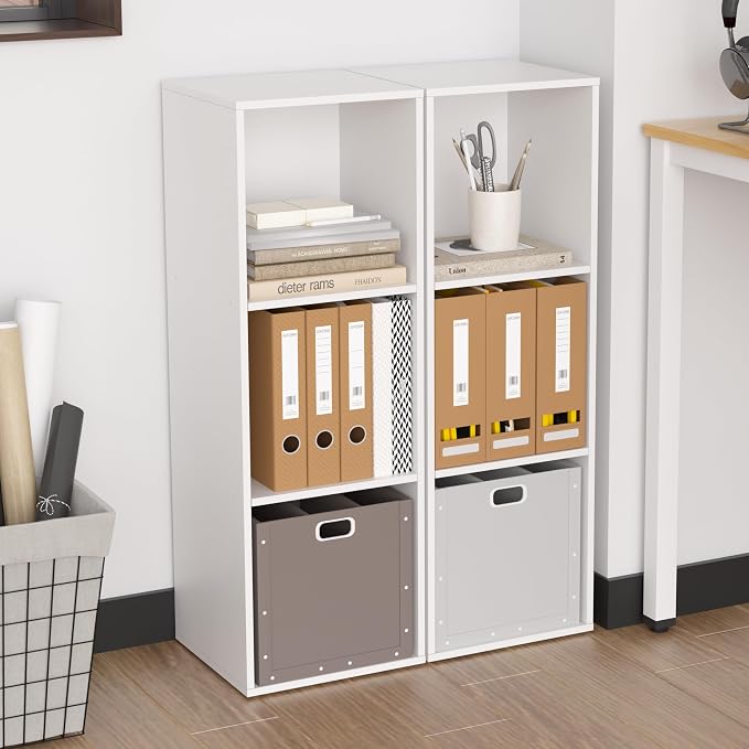 3 Cube Storage Organizer White, 3 Cube Shelf Freestanding Open Cubby, 3 Tier - Image 2