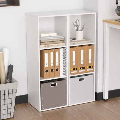 3 Cube Storage Organizer White, 3 Cube Shelf Freestanding Open Cubby, 3 Tier - Image 2