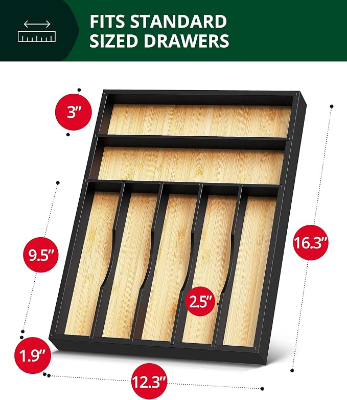 ROYAL CRAFT WOOD Luxury Bamboo Kitchen Drawer Organizer - Image 3