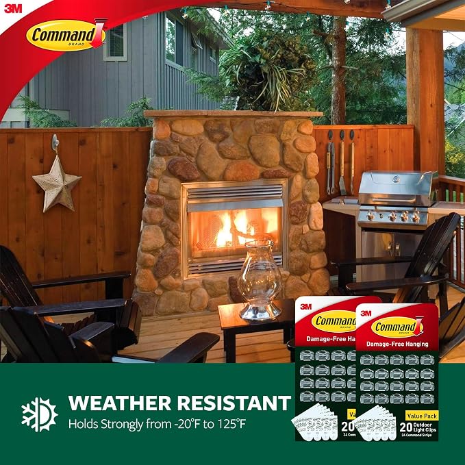 Command Outdoor Light Clips, 40 Clear and 48 Strips, Damage Free Hanging - Image 6