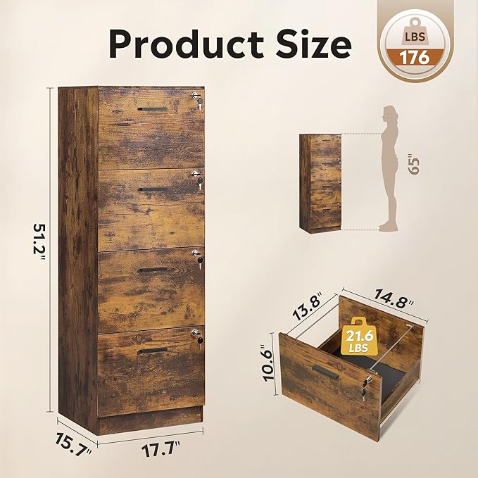 DEVAISE 4 Drawer Wood File Cabinet - Image 3