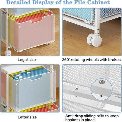 Sbanmao Letter/Legal Rolling File Cabinet, Rolling File Cart - Image 9