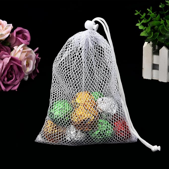 TecUnite 10 Pcs Mesh Bags Drawstring Laundry Bags Large Nylon Mesh Gift - Image 5