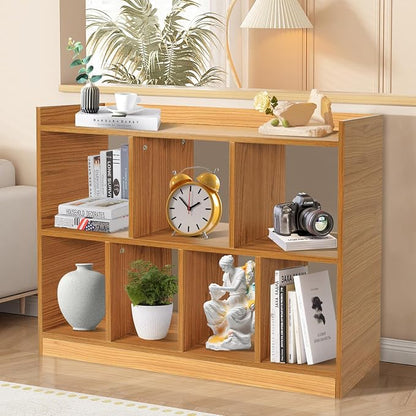 DOUSY- 7 Cube Bookshelf, Open Wooden Bookcase by DOUSY