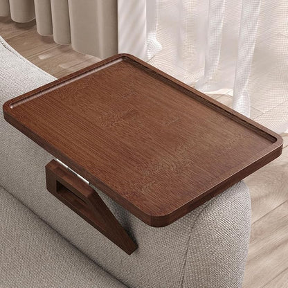 Couch Arm Tray, Bamboo Folding Sofa Tray, Sofa Armrest Tray Clip-On Couch Desk by DANFOXER