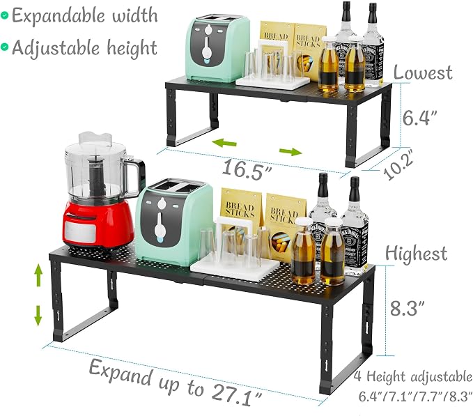 Adjustable Expanable Stackable Spice Rack Shelf Pantry Storage Organizer - Image 3