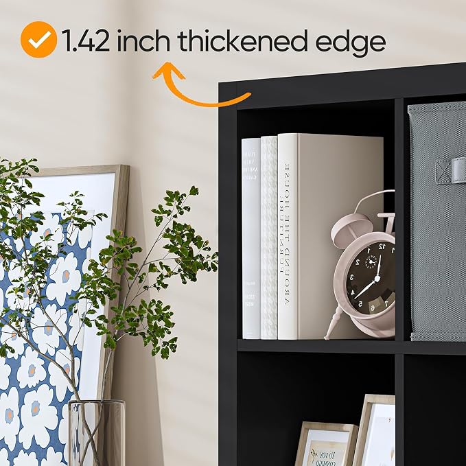 furtble Bookshelf with Storage Bins, 6 Cube Storage Organizer, Modern Wood - Image 7
