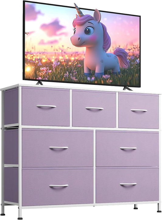 WLIVE Dresser for Bedroom, 7 Drawers, TV Stand, Fits TVs up to 45 inch by WLIVE