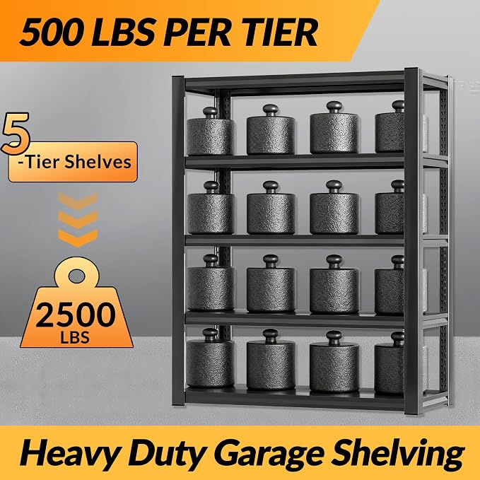 BESFUR 71" H Wider Garage Shelving, 3000LBS 5-Tier Storage Shelves, Heavy Duty - Image 5