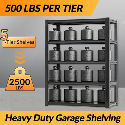 BESFUR 71" H Wider Garage Shelving, 3000LBS 5-Tier Storage Shelves, Heavy Duty - Image 5