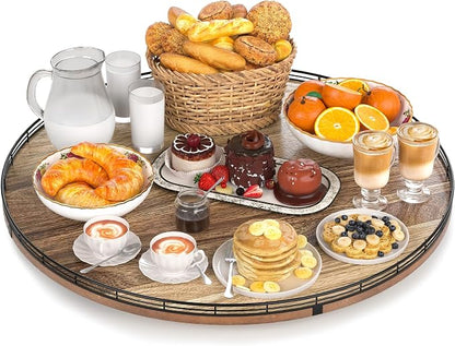 Acacia Wood 24" Lazy Susan Turntable Organizer by HGF