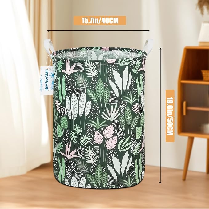 LANGYASHAN Laundry Basket Canvas Fabric Collapsible Organizer Basket - Image 2