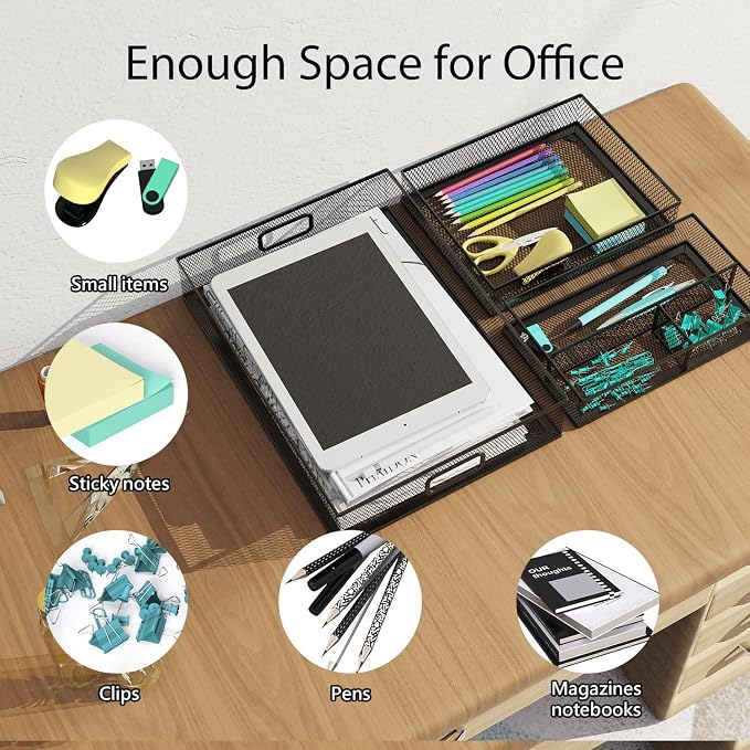 Desk Drawer Organizer Set, Paper Organizer Letter Tray - Image 5