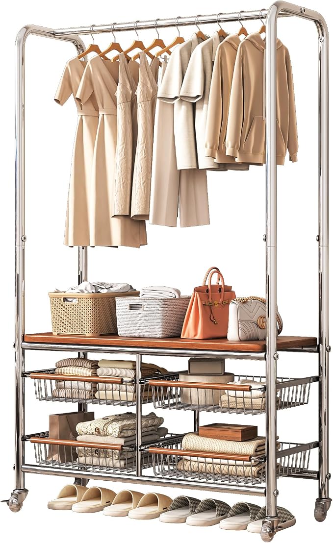 Rolling Clothing Garment Rack for Hanging Clothes–Portable Indoor Wardrobe - Image 8