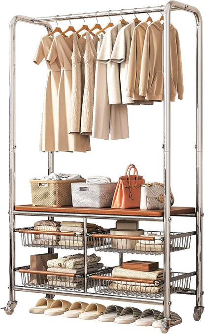 Rolling Clothing Garment Rack for Hanging Clothes–Portable Indoor Wardrobe - Image 8