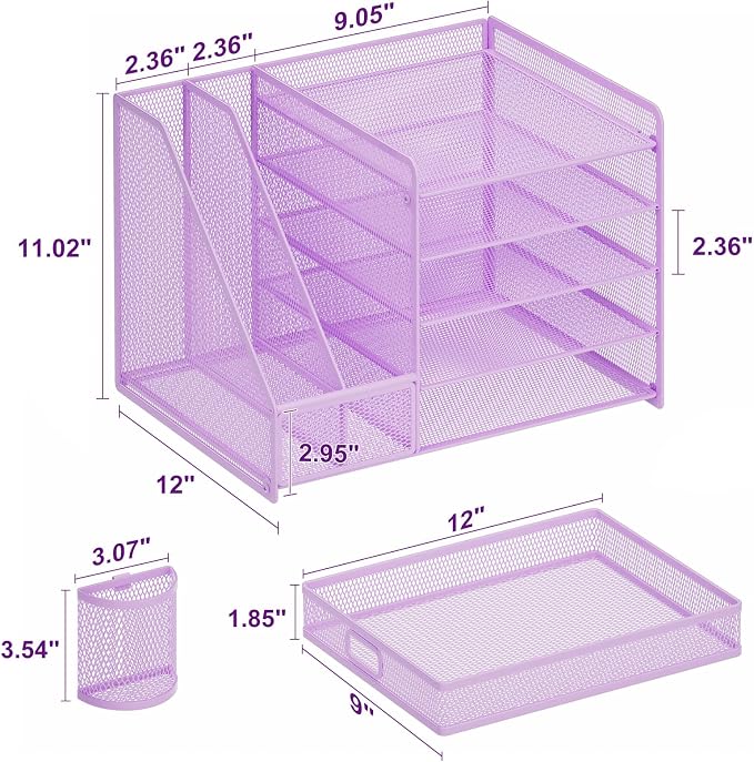 Marbrasse Desk Organizer with File Holder, 5-Tier Paper Letter Tray Organizer - Image 6