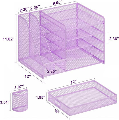 Marbrasse Desk Organizer with File Holder, 5-Tier Paper Letter Tray Organizer - Image 6