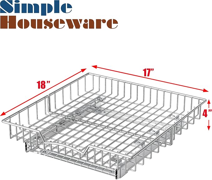 Simple Houseware Under Cabinet Pull Out Sliding Shelf Drawer, 18Dx17W | - Image 2
