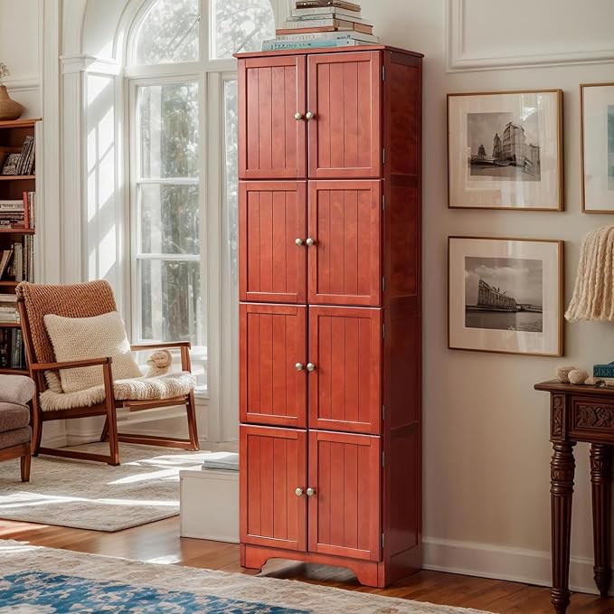72" Tall Farmhouse Storage Cabinet, 4 Tier Kitchen Pantry Cabinet by Unknown