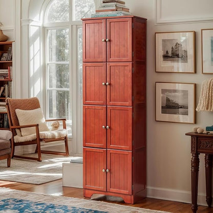 72" Tall Farmhouse Storage Cabinet, 4 Tier Kitchen Pantry Cabinet by Unknown
