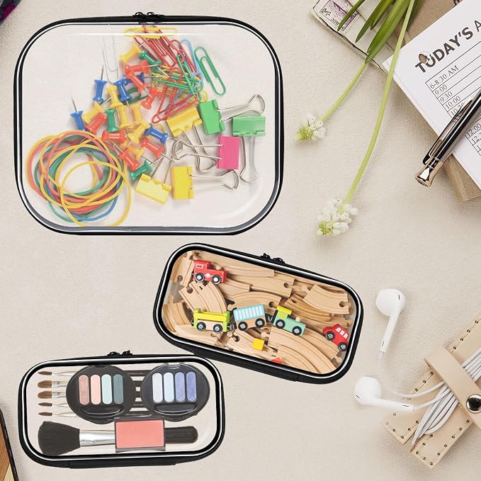 Clear Hard Shell Zipper Case 3 Pack, Hard Plastic Bag, Portable Cosmetic Bag - Image 7